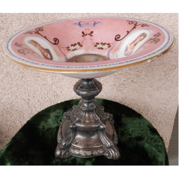 Nástolec Ag kombinovaný s porcelánom RU okolo 1900