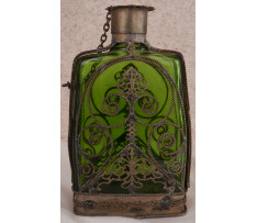 Fľaška na parfum so zeleným sklom 20. storočie 