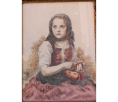 Glatz Osc.(1872-1958)-Dievča pri strúhaní jabĺk
