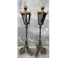 Nočné lampy 19. storočie párové kov.zliatina 