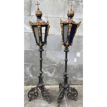 Nočné lampy 19. storočie párové kov.zliatina 