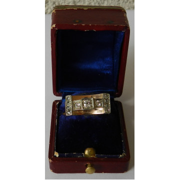 Art Deco prsteň zlatý briliantový 0,33 ct (11ks)