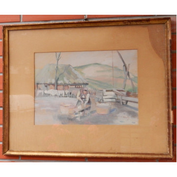 Gustav Mallý(1879-1952)-Práčka na dvore