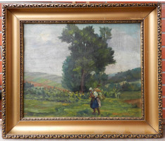 Július Nemčík (1909-86)-Krajina s postavou ženy