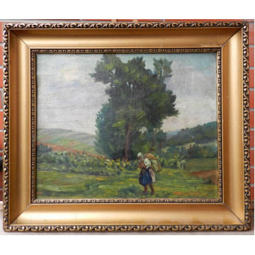 Július Nemčík (1909-86)-Krajina s postavou ženy