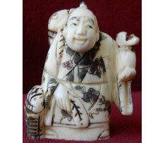 Netsuke Budha s batohom Čína 19 stor.