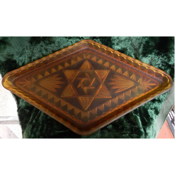 Tácka Judaica  sklo oranž. zač.20 st.