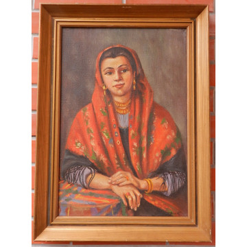 Jan M.Wieczorek (1926-1989)-Portrét ženy v šatke