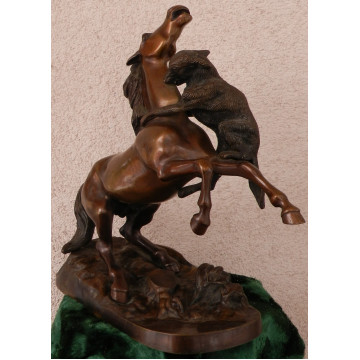 Pierre-Jules Mêne(1810-1879) Pripis.-Zápas vlka s koňom