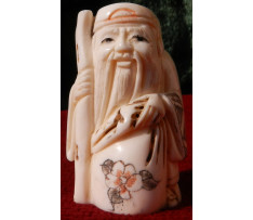 Netsuke Mních s palicou Čína 19.stor
