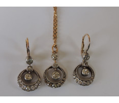 Set šperkov  Au a Ag Príves a náušnice  2,41 ct Art Deco  RU