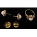 Art Deco zlatý set šperkov Opály 6,40 ct; synt. korund 0,96 ct a