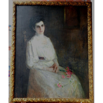 Karel Vácha (1884-1944)-Žena s karafiaty